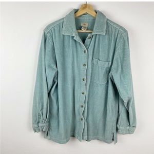 L.L. Bean Shaket Button Up Corduroy Blue Women’s L Single Pocket